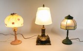 3 BOUDOIR GLASS SHADE LAMPS3 B