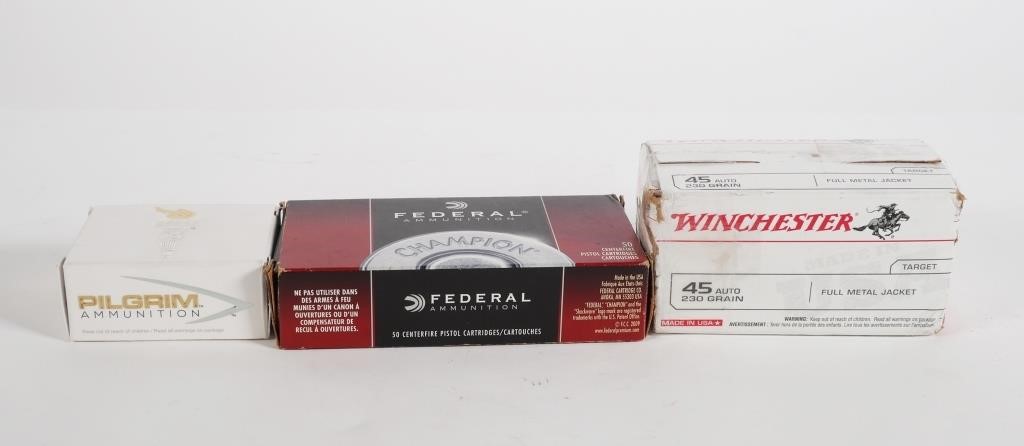 (3) BOXES 45 AMMO 163 ROUNDS PISTOL
