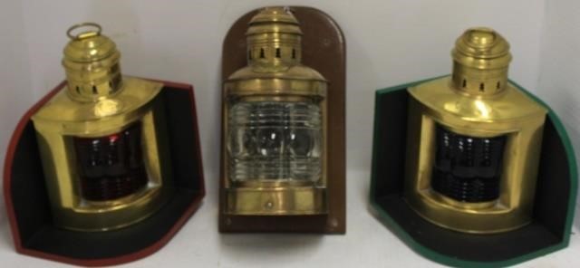 3 BRASS SHIPS LANTERNS, ALL BY
