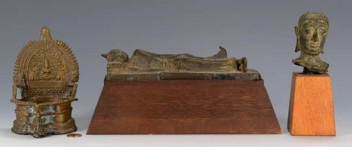 3 BRONZE BUDDHA SCULPTURAL ITEMS1st