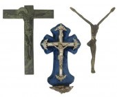 (3) BRONZE CRUCIFIX & SILVER P