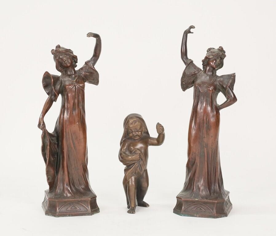 3 BRONZE FIGURES DANCERS & CHILDLot