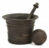 (3) BRONZE MORTAR & PESTLE, IR