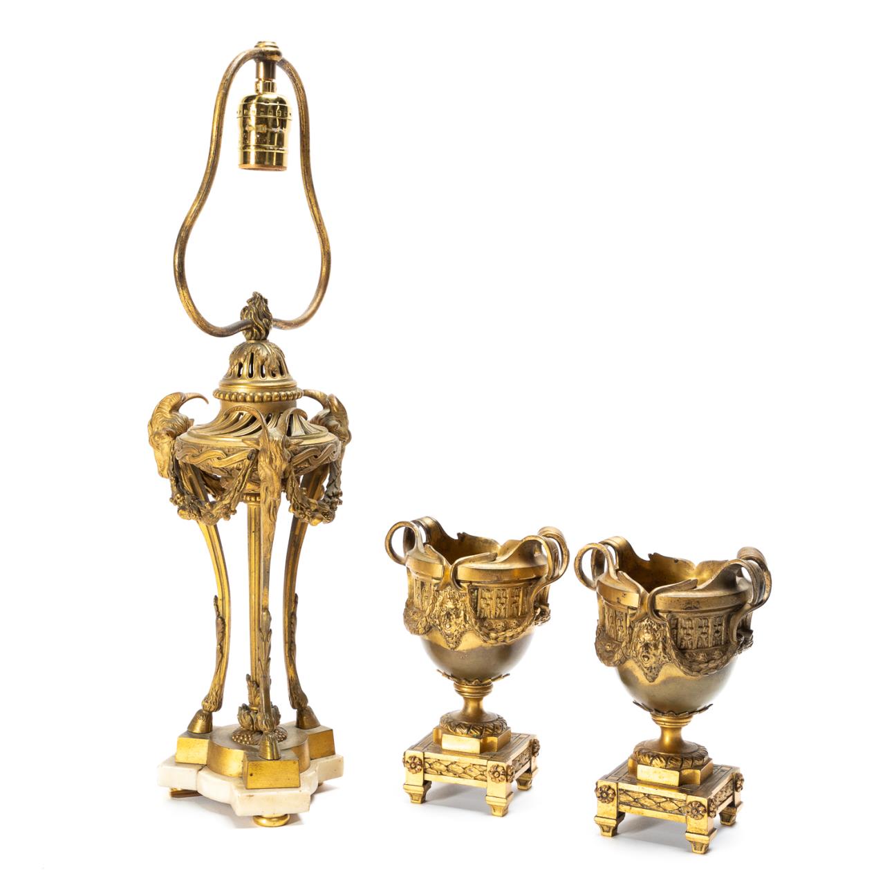 3 BRONZE NEOCLASSICAL STYLE TABLE