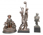 (3) Bronze tone sculptures, c/