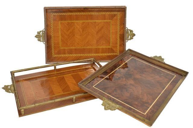 (3) BURLWOOD & INLAID METAL GALLERY