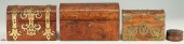 3 BURLWOOD VENEER BOXES & 1 IN