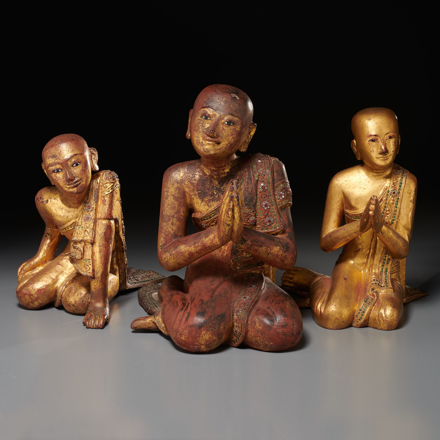 (3) BURMESE CARVED GILTWOOD