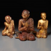 (3) BURMESE CARVED GILTWOOD BU