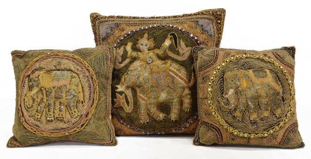 (3) BURMESE KALAGA EMBROIDERED