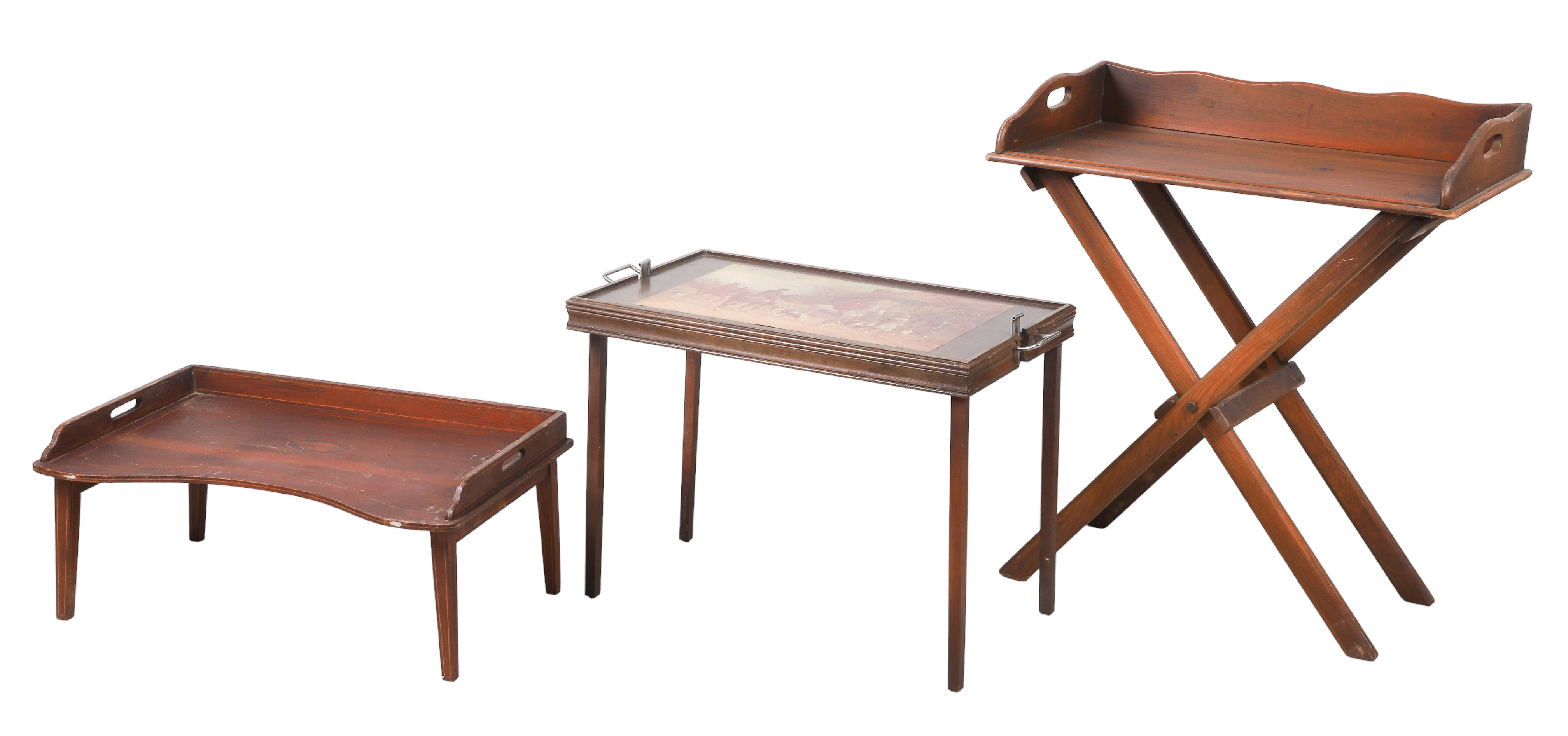 (3) Butler and breakfast trays to