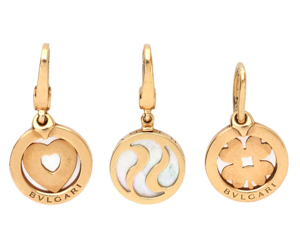 3 BVLGARI 18K GOLD CHARMSA set of