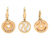 3 BVLGARI 18K GOLD CHARMSA set