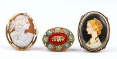 (3) Cameo and Micromosaic broo