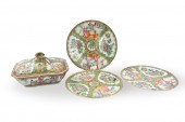 3 CANTONESE GLAZED PLATES & 1T