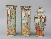 3 CANTONESE VASES: FIGURES IN