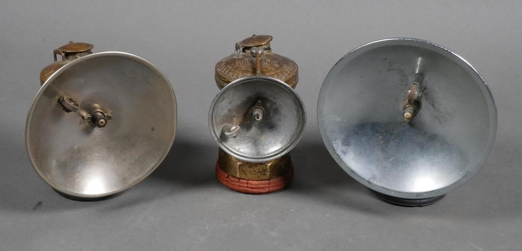 (3) CARBIDE HEADLAMPS AUTO LITE