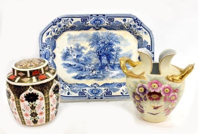 (3) CARSLBAD ENAMELED VASE, ENGLISH