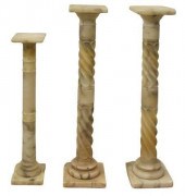 (3) CARVED ALABASTER COLUMN PL