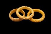 3 CARVED BUTTERSCOTCH BAKELITE