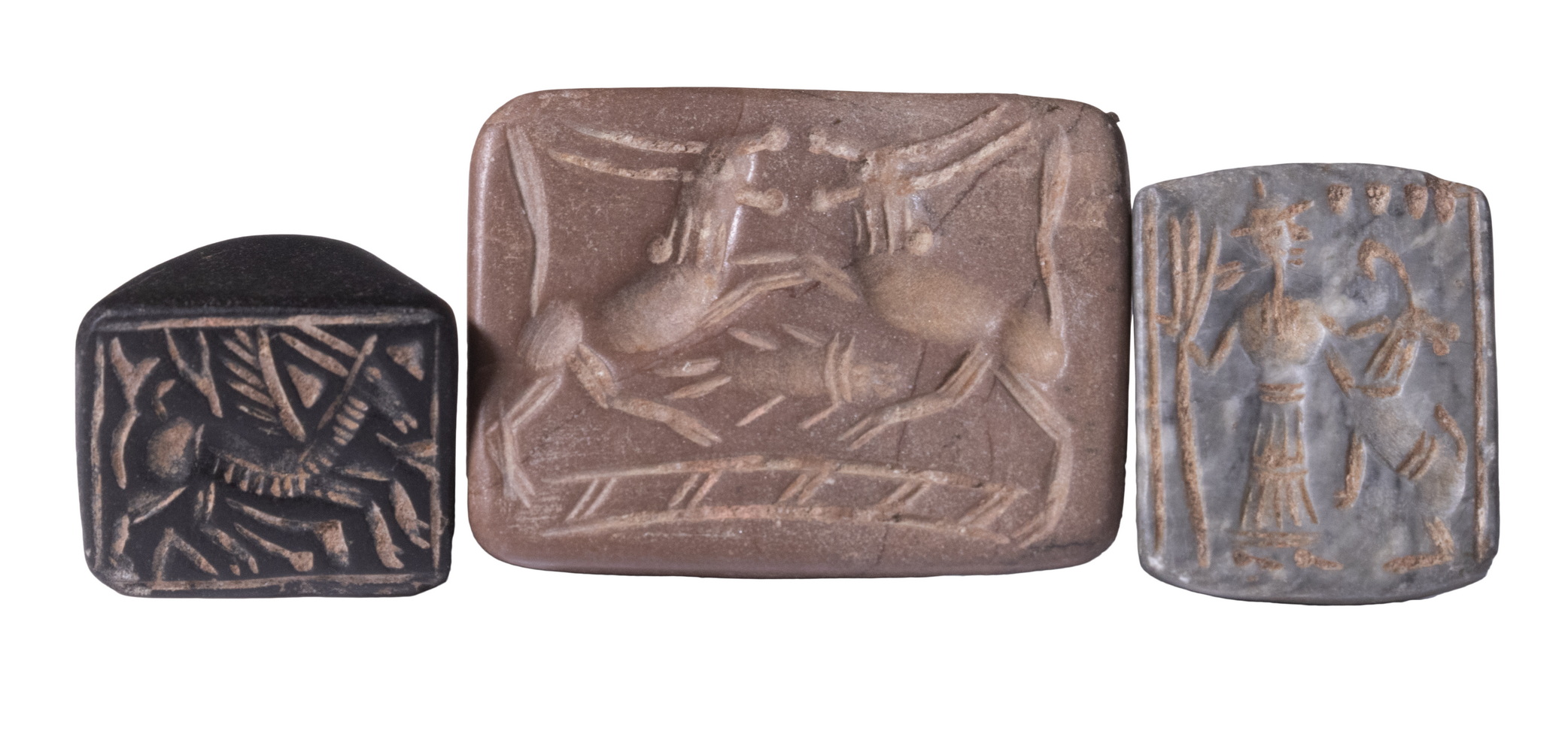 (3) CARVED FIGURAL INTAGLIO STONE