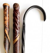 3 CARVED FOLK ART CANES3 Carve