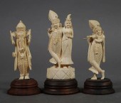 3 CARVED IVORY HINDU FIGURESTh