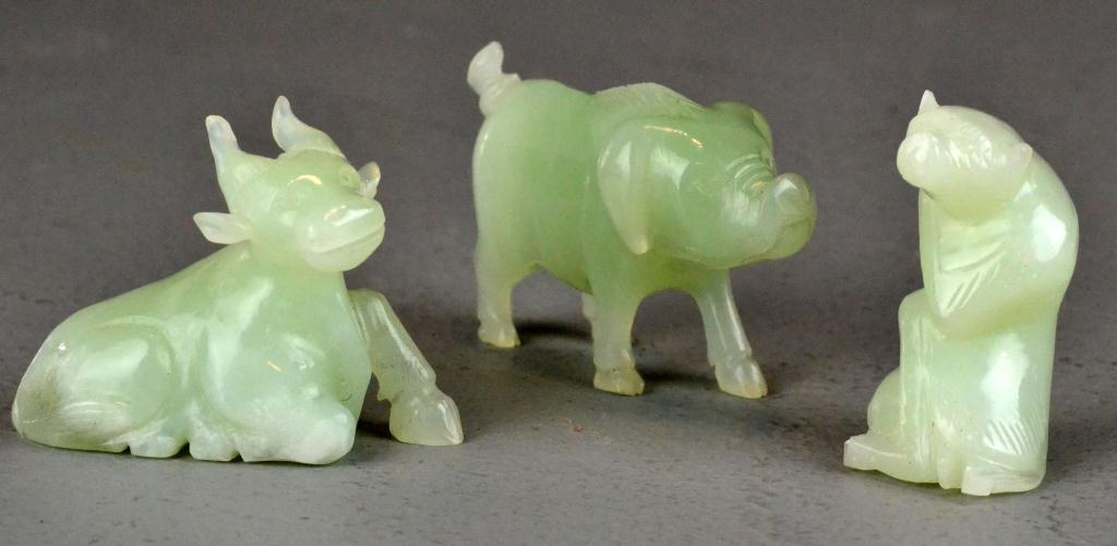 (3) Carved Jade Animal