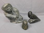 (3) CARVED SOAPSTONE FIGURES,