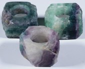 (3) CARVED STONE CANDLE HOLDER