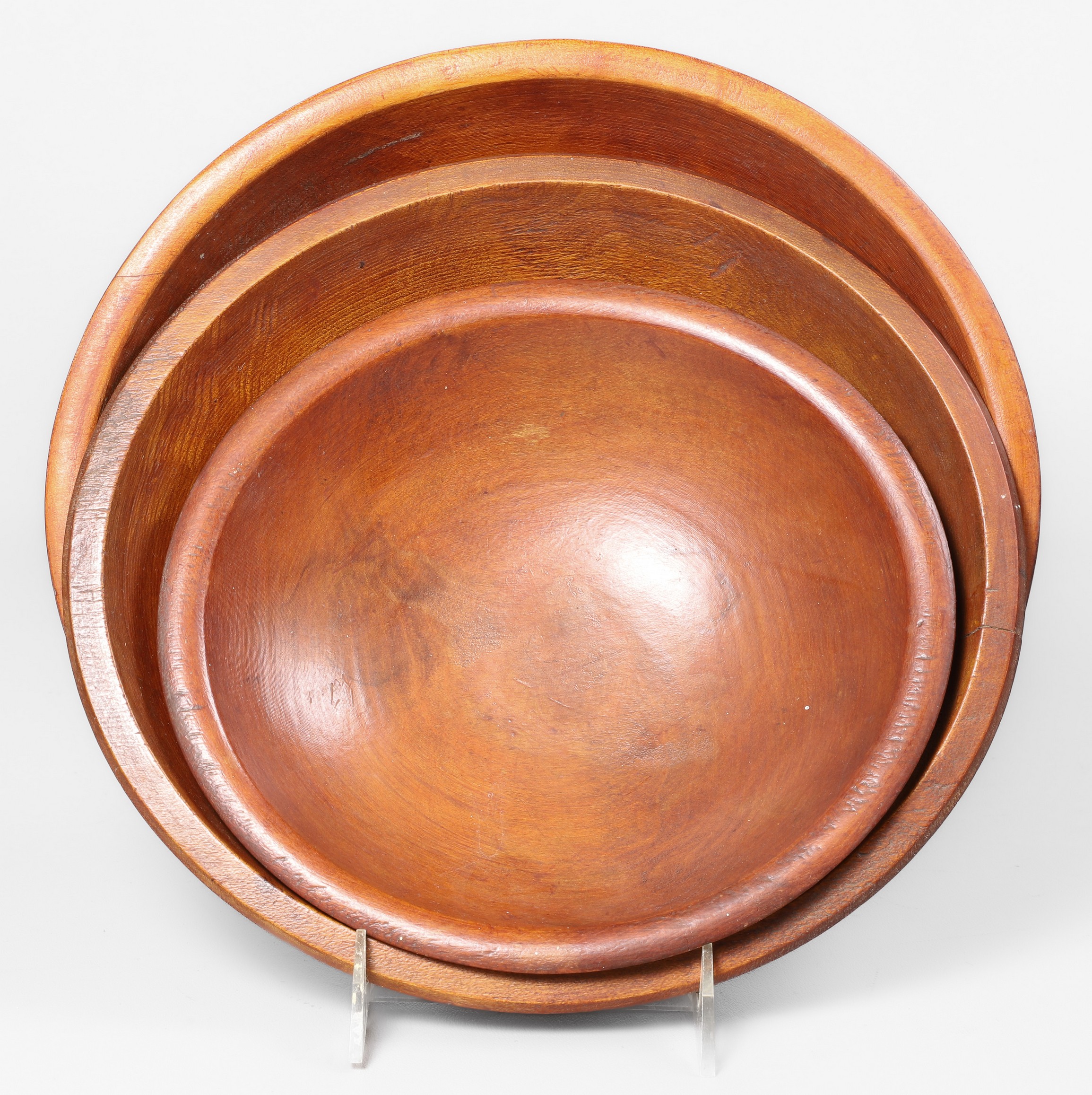 (3) Carved wood bowls, 8-5/8"