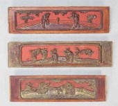 3 CARVED WOOD CHINESE RELIEF P