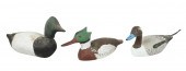 (3) Carved wood duck decoys, c
