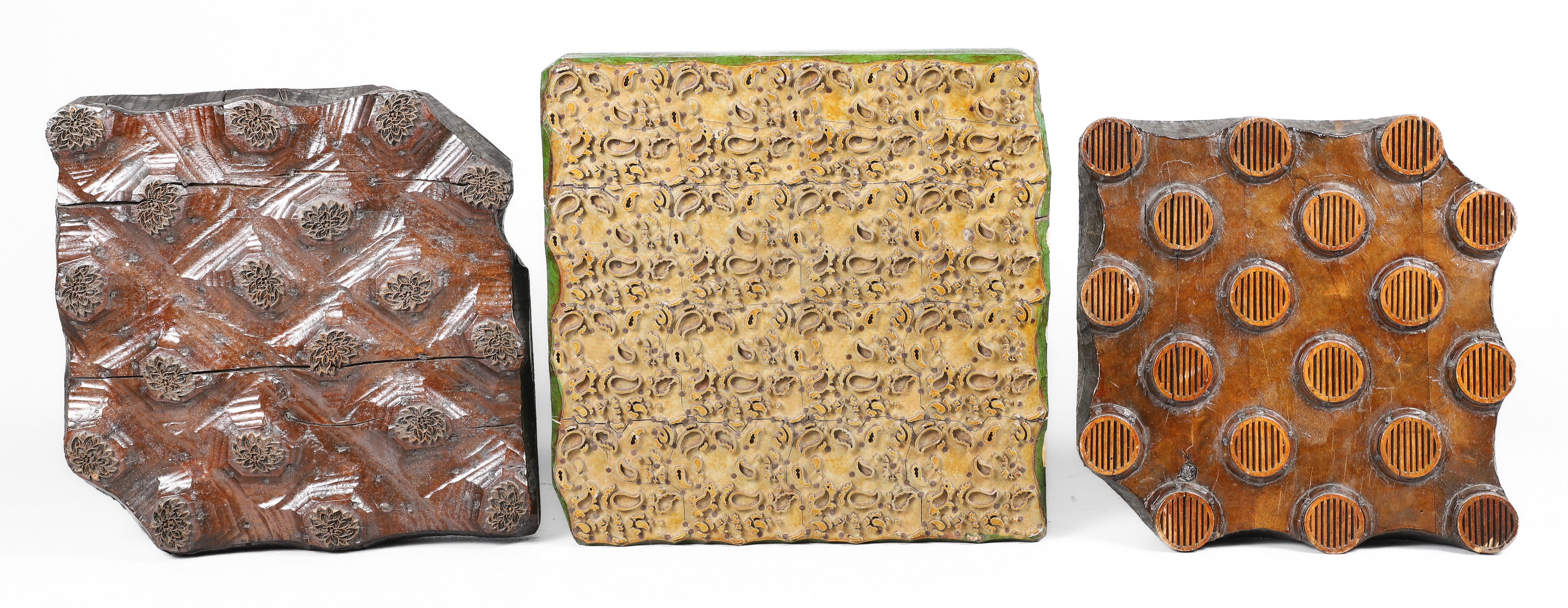 (3) Carved wood print blocks, (1)