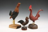 (3) CARVED WOOD ROOSTERS - Inc