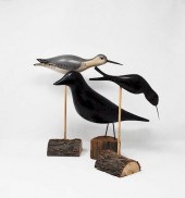 3 CARVED WOODEN BIRDS3 carved