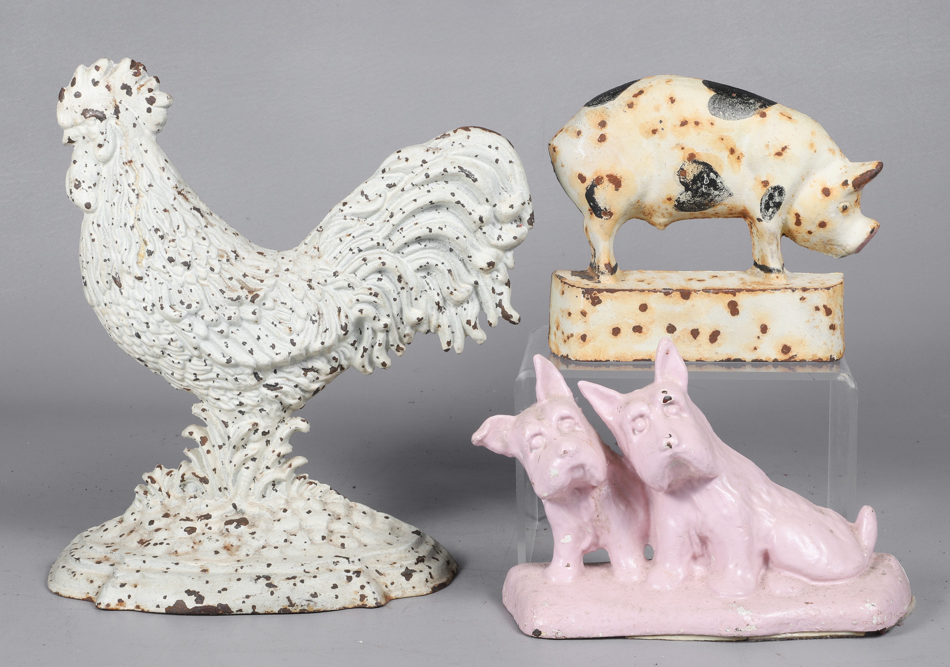 (3) Cast iron animal doorstops, c/o