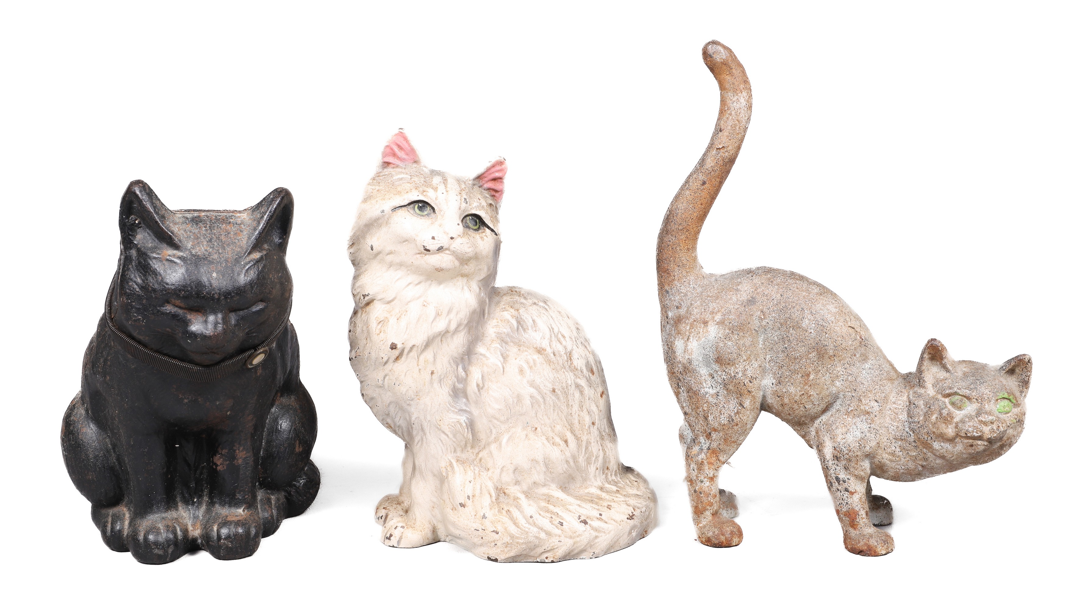 (3) Cast iron cat doorstops, c/o