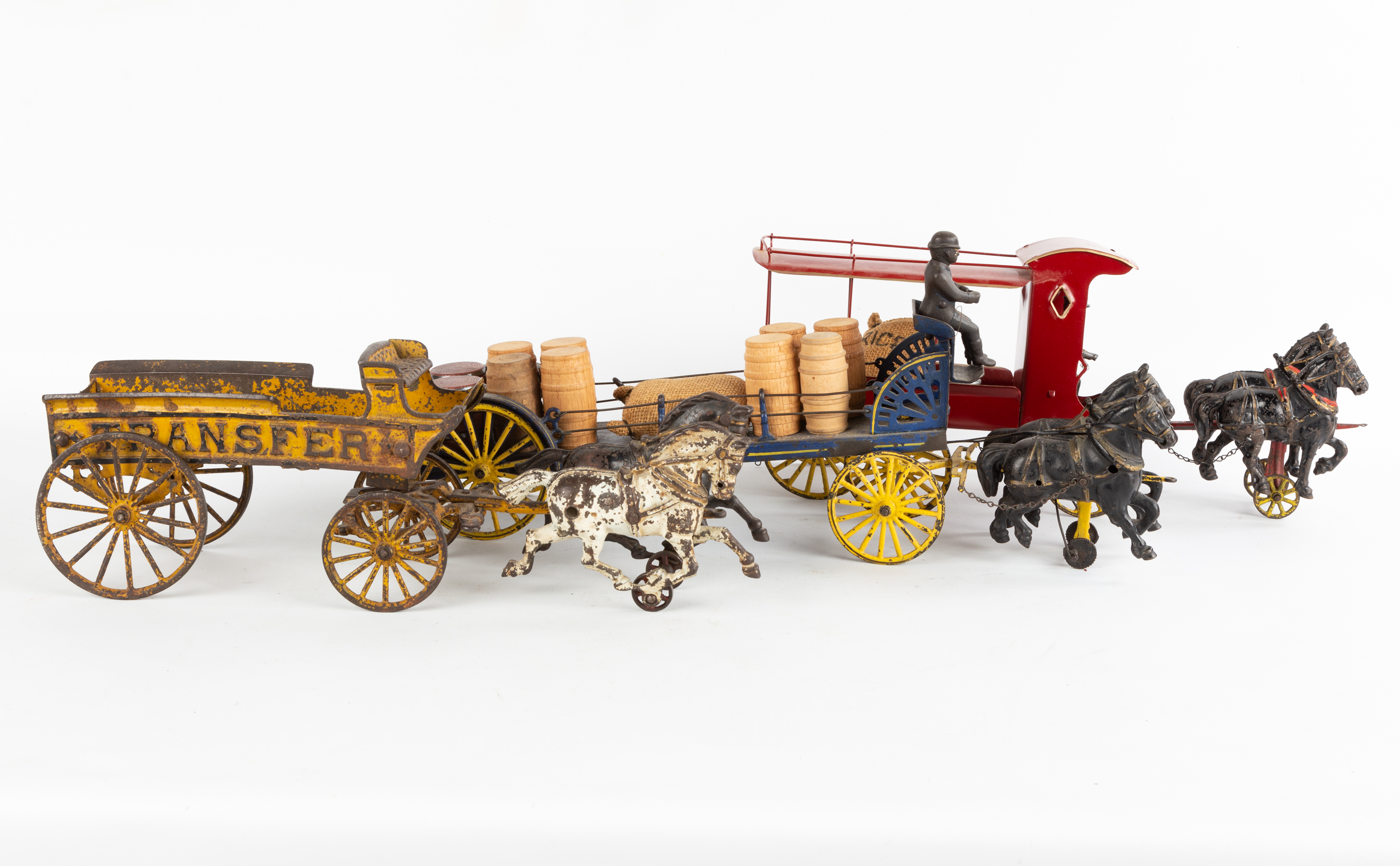 (3) CAST IRON HORSE DRAWN