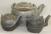 3 CAST IRON TEAKETTLESca. 1850