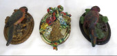 3 CAST IRON VICTORIAN PARROT D