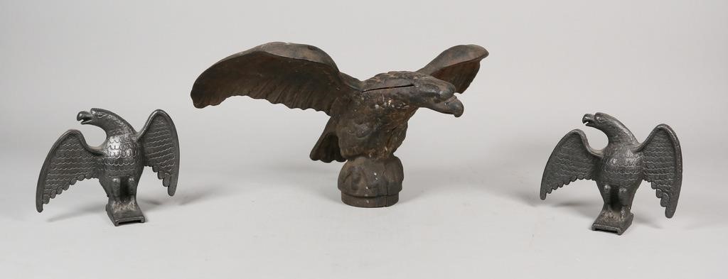 3 CAST METAL EAGLES3 cast metal