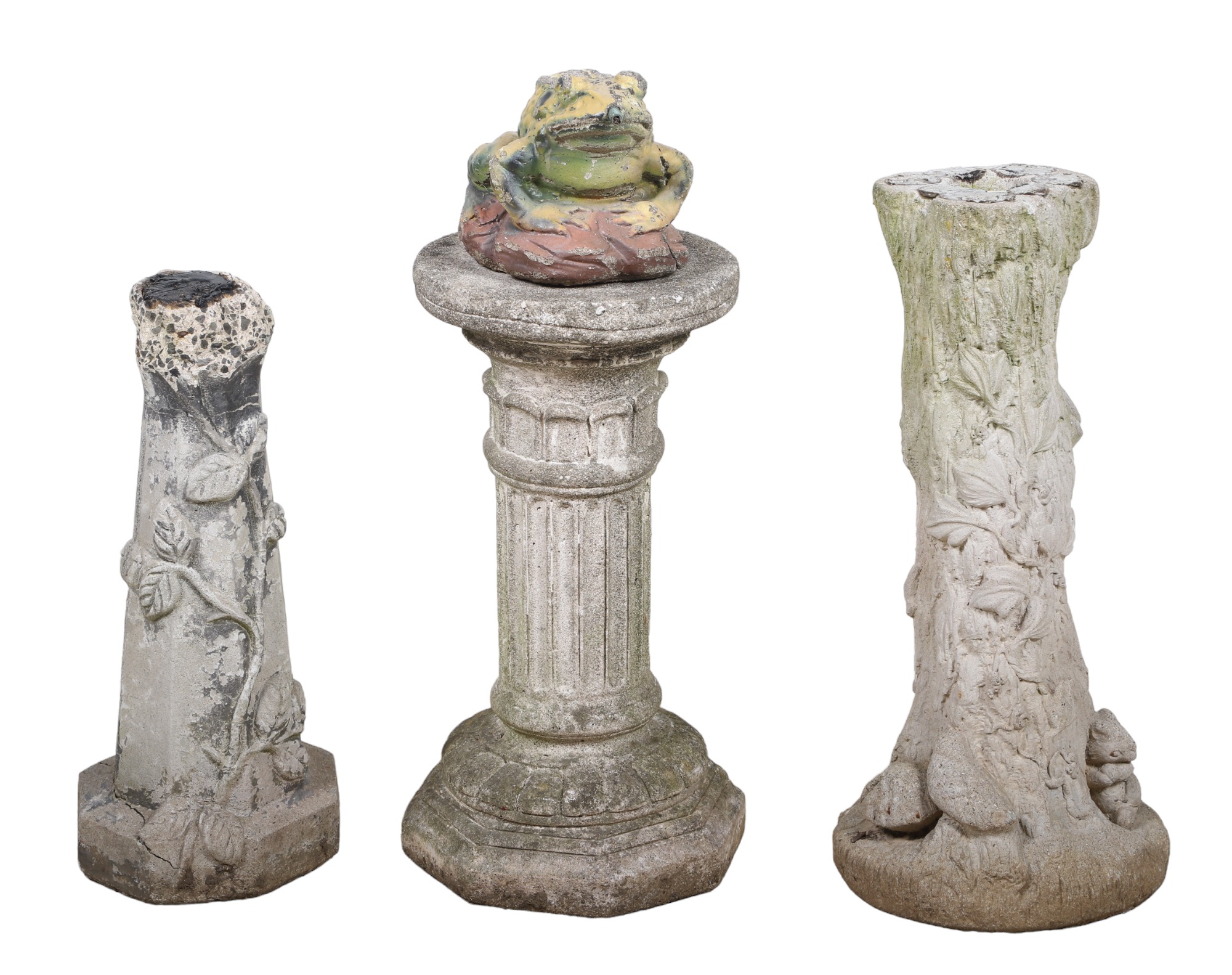 (3) cement and stone birdbath bases