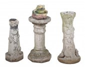 (3) cement and stone birdbath