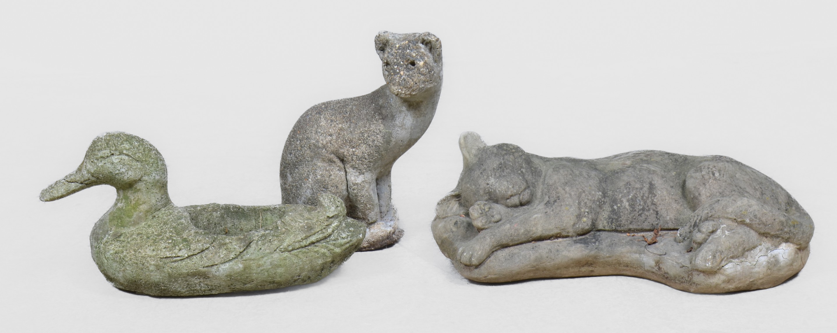 (3) Cement animal garden figures,