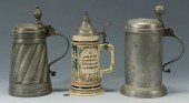 3 CERAMIC AND PEWTER STEINS1st