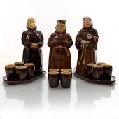 3 CERAMIC DECANTERS, MID CENTU