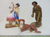 3 CERAMIC FIGURAL PIECES, POLY