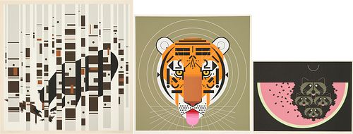 3 CHARLEY HARPER ANIMAL SERIGRAPHS,