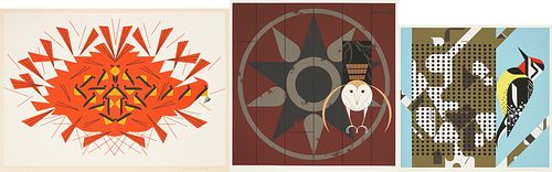 3 CHARLEY HARPER BIRD SERIGRAPHS,